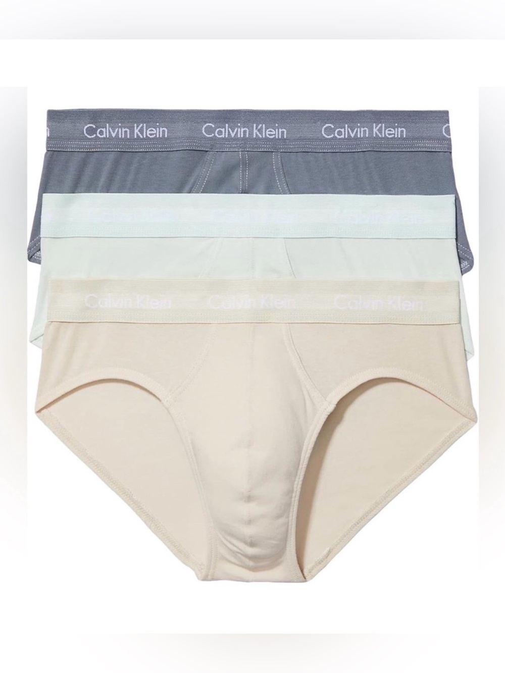 Mens Calvin Klein Underwear 3 Pack Briefs (Grey / Beige) Size XL XXL